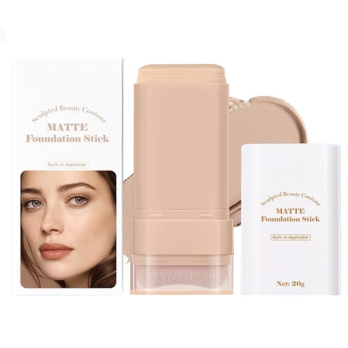 Beauty Balm Serum Boosted Skin Tint, Dual-Ended Eraser Foundation Stick with Brush, Full Coverage Cream Korean Makeup, Long-Lasting Stick for Smooth, Flawless Finish (#2 Nature)-BrightBean Baby