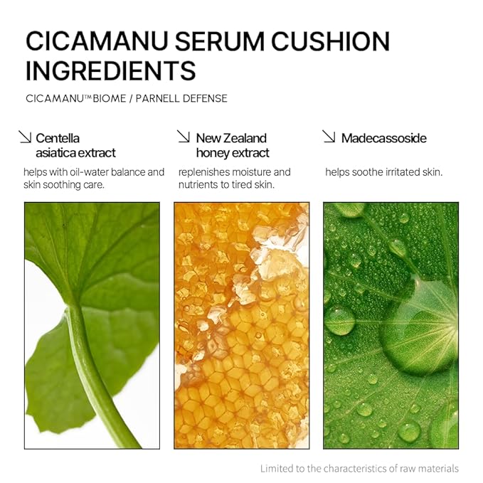 Parnell Cicamanu Serum Cushion - Moisturizing Foundation for Soothing, Coverage, Glass Skin and Lightweight for Sensitive and Dry Skin Pearl Skin (0.52 Fl Oz) (#24 Sand Beige)-BrightBean Baby