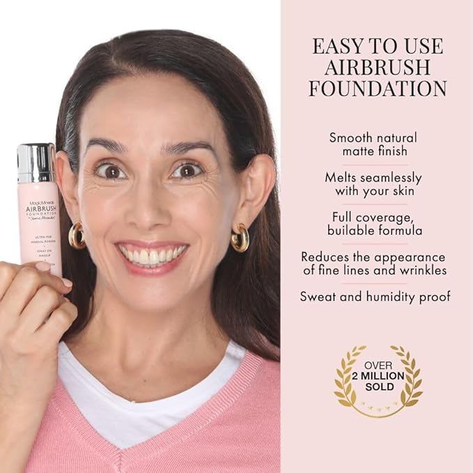 Jerome Alexander MagicMinerals AirBrush Foundation, Spray Makeup with Skincare Active Ingredients, Ultra-Light, Buildable, Full Coverage Formula (Light Medium)-BrightBean Baby