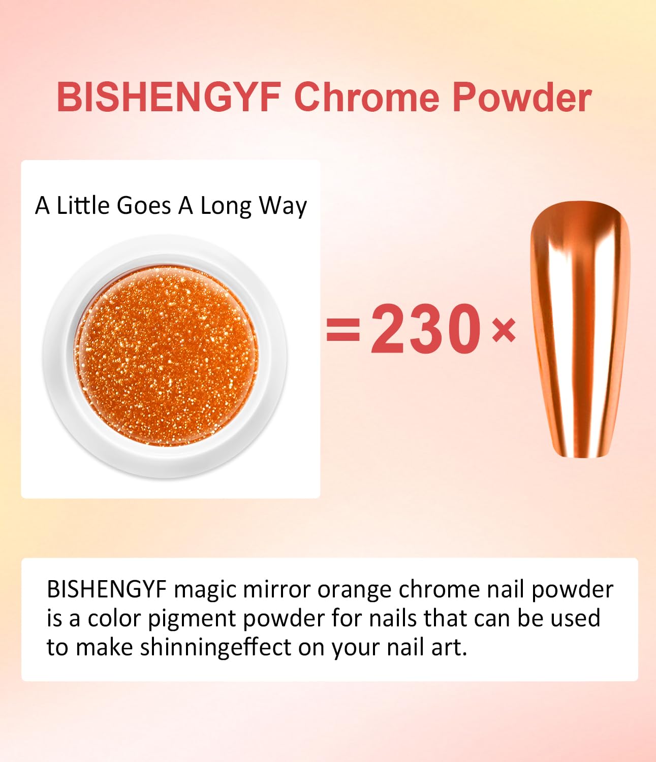 Pearl Chrome Nail Powder BISHENGYF -【Metallic Mirror Effect】 Orange Chrome Nail Powder White Clear Aurora Mermaid Iridescent Chrome Powder for Nails Pigment Glitter Dust for Manicure Decroation DIY-BrightBean Baby