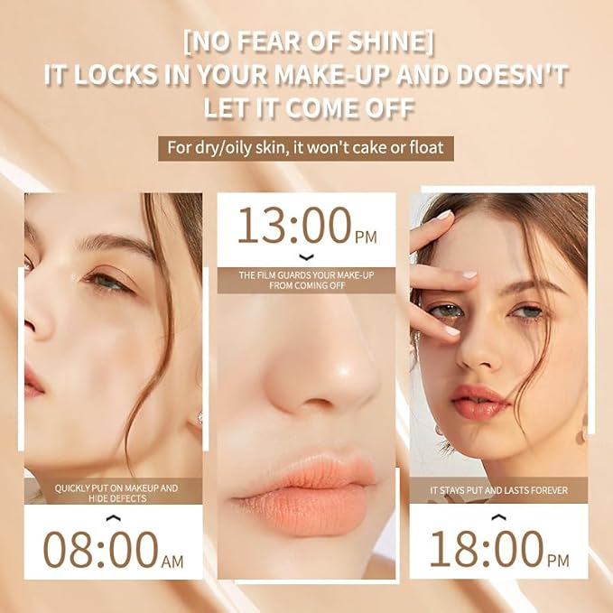 Beauty Cream EXO TOO Foundation, Beauty Cream Makeup Base, Moisturizing, Long Lasting Matte Air Cushion CC Cream Concealer with Two Mushroom Head Sponges-BrightBean Baby
