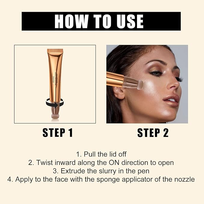 Contour Beauty Wand, Liquid Face Concealer Contouring Highlighter Blusher Stick with Cushion Applicator, Long Lasting Smooth Natural Matte Finish, Lightweight Blendable Super Silky Cream Contour Stick (03# Blush Peach)-BrightBean Baby