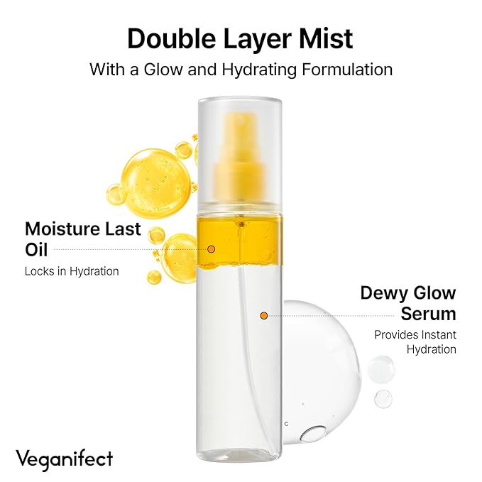 Vitamin C Mist with Niacinamide & Glutathione, Glow Mist for Dewy Skin, Makeup Setting Spray for face, Korean Skin Care, Vegan, 3.38 Fl Oz-BrightBean Baby