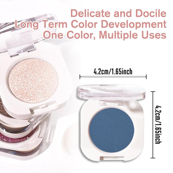 Dark Blue Single Matte Eyeshadow Makeup, Neutral Powde Eye Shadow for Women, Dark Blue Matte Singles Eyeshadow Palette Pigmented Waterproof, sombras para ojos, Girls Monochrome Eyeshadows Gift-BrightBean Baby