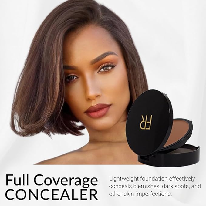 Cream To Powder Foundation by Flori Roberts, Full Coverage for Women of Color or Deeper Skin Tones, Long Lasting Makeup, Matte Finish, Covers Uneven Complexion and Hides Imperfections, 0.30 oz-BrightBean Baby