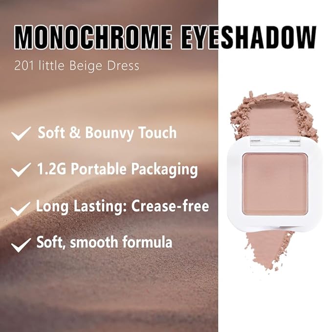 Kaely Pressed Single Eyeshadow Makeup, Nude Pink Matte Highly Pigmented Monochrome Eye Shadow Palette, Waterproof Neutral Powde Mini Eyeshadow, sombras para ojos, Lightweight Blendable, 19