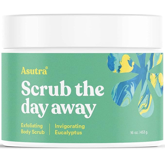 ASUTRA Dead Sea Salt Essential Oil Body Scrub Exfoliator (Invigorating Eucalyptus), 16 oz - Ultra Hydrating, Gentle, & Moisturizing - Coconut, Eucalyptus, and Marjoram Oils-BrightBean Baby