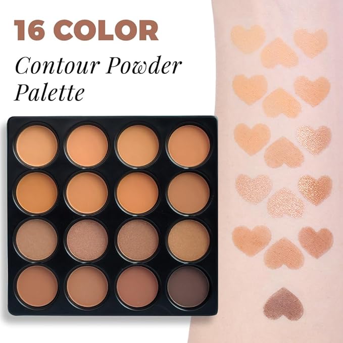 Professional Light Medium Brown Contour Highlight Palette,Multiple Full Coverage Makeup Palet for Correcting, Easy Blending, Long-lasting formula, Sculpt & Highlighting,Matte and Shimmer Finish, 16A-BrightBean Baby