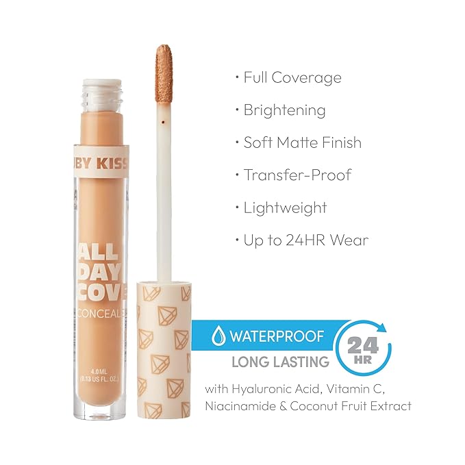 Ruby Kisses All Day Concealer Lightweight Full Coverage Multi-Use Concealer 0.13 Fl Oz (Golden)-BrightBean Baby
