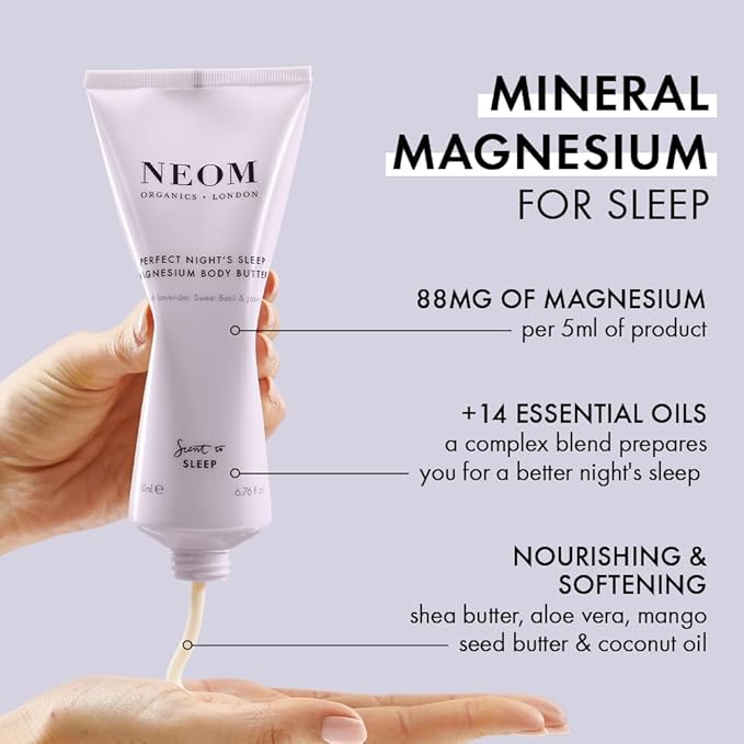Neom - Magnesium Body Butter | 6.76 Fl Oz (200ml) | Lavender, Chamomile, & Patchouli | Lotion for Sleep with Essential Oils | 100% Natural Fragrances | Nourish & Soften | Signature Sleepy Scent-BrightBean Baby