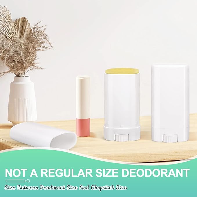 15ml Travel Deodorant Containers,Top-Fill,Empty Plastic Oval Lip Balm Tubes for Chapstick,Lip Balm,Lotion Bar Sticks,Salve,Homemade Solid Lotion,Sample Size Deodorant-30 Pack,White-BrightBean Baby