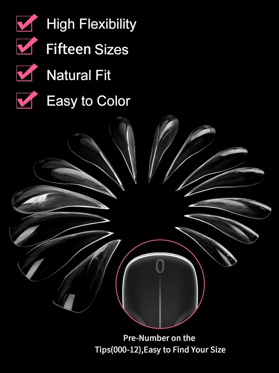 EBANKU Dual Nail Forms for Poly Extension Gel, 150 PCS Clear Eagle Claw Nail Molds Reusable 15 Sizes Hawk Curve Nail Extension Forms for Builder Gel Manicure Design Salon DIY-BrightBean Baby