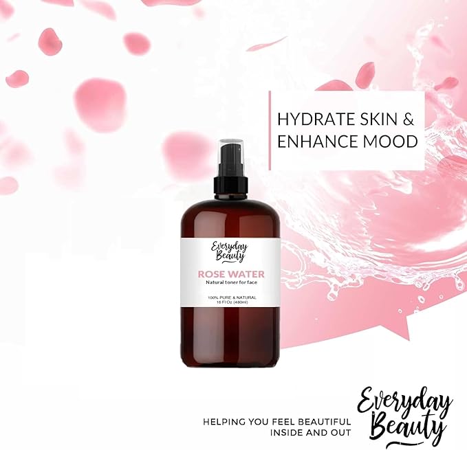 Rose Water Facial Toner - 16oz Bulk Alcohol-Free Vegan All Natural Refreshing for Face and Hair - Uplifts, Calming & Soothing for All Skin Types-BrightBean Baby