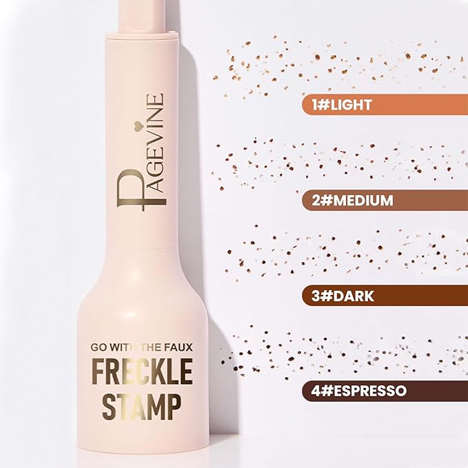 Freckle Stamp Pen,Fake Freckles Stain Marker Pencil Tool for Natural and Lifelike Sunkissed Face Freckle Makeup for Waterproof and Long-Lasting,Quick Dry 5-Point Faux Freckle Stamp Cushion, 03 Dark-BrightBean Baby