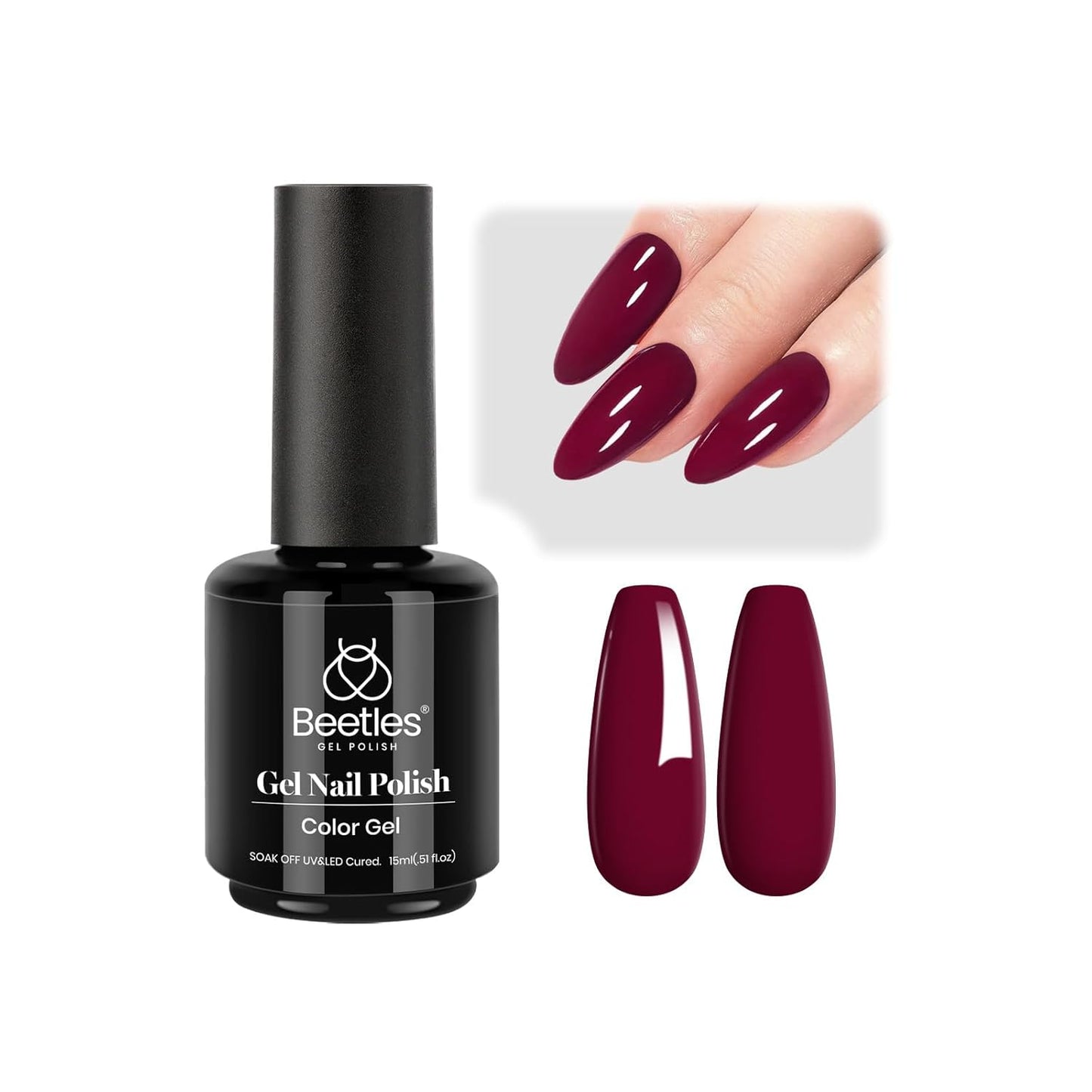 Beetles Burgundy Red Gel Polish-15ml Burgundy Dark Red Gel Nail Polish UV LED Nail Lamp DIY Wine Fall Color Nail Art Design Gift for Women-BrightBean Baby