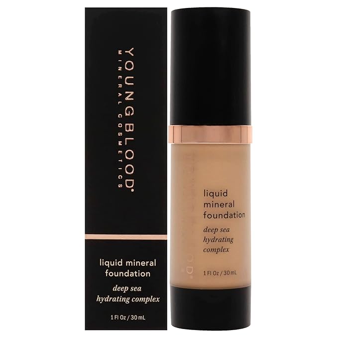 Youngblood Liquid Mineral Foundation, Sun Kissed | Lightweight, Dewy Full Coverage Makeup for Dry Skin | Poreless, Flawless Tinted Glow | Vegan, Cruelty Free, Gluten-Free-BrightBean Baby