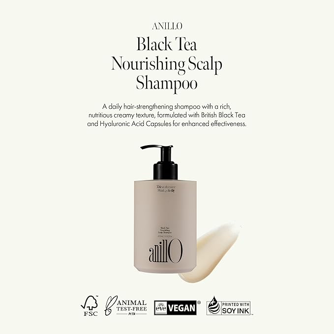 Vegan Nourishing Scalp Shampoo with Black Tea, Hyaluronic & Amino Acids to Strengthen Scalp Barrier, Creamy Woody Scent, Paraben, Sulfate & Silicone Free 450ml / 15.22 fl. Oz-BrightBean Baby