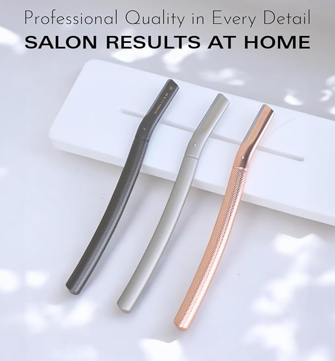 Eyebrow Razor with 6 Blades & Travel Case – Face Razors for Women & Men, Eyebrow Trimmer Shaper with Precision Cover, Facial Shaver & Dermaplaning Tool for Smooth Skin (Black)