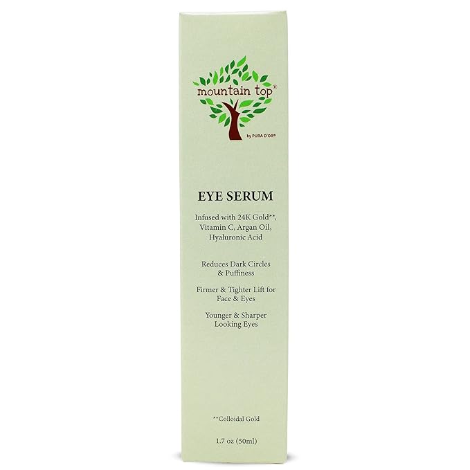 MOUNTAIN TOP Eye Serum Infused with 24K Gold, Vitamin C, Argan Oil, Hyaluronic Acid - For a Tighter Lift and Reduction in Appearance of Wrinkles, Fine Lines, and Dark Circles (1.7oz)-BrightBean Baby