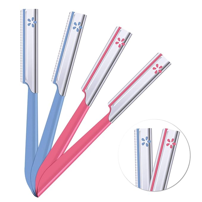10 Pieces Eyebrow Razor for Women Facial Shaver Razor Brow Shaper Eyebrow Trimmer Dermaplaner Shaping Tool with Cover (Pink)