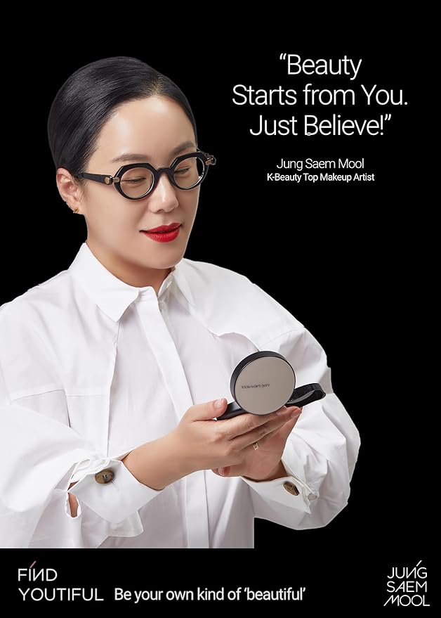 JUNG SAEM MOOL Essential Skin Nuder Cushion 01 Fair 0.98 Fl Oz, Refill Included, SPF 50 Broad Spectrum, Natural Radiant Finish, Lightweight Hydrating Coverage, Korean Cushion Foundation Makeup-BrightBean Baby