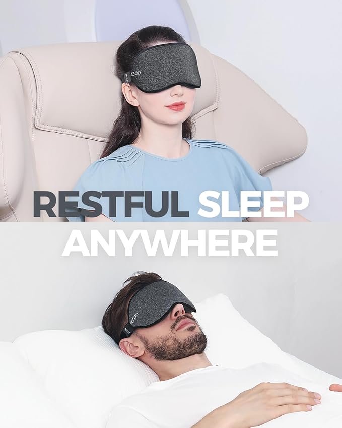 MZOO Luxury Sleep Mask for Back, Side Sleeper, Complete Light Blocking Sleeping Eye Mask Night Blindfold, 3D Zero Pressure & Spacious for Lash Extensions, Breathable Soft Eye Cover Flight Nap Travel-BrightBean Baby