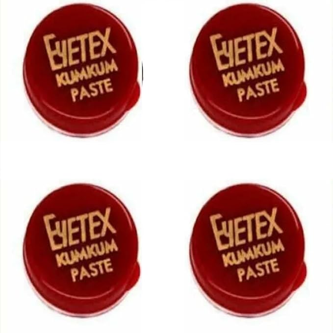 Eyetex Kumkum Paste Waterproof Long lasting, Smudge Proof | Pure and Natural Deep Colour, Long lasting | Enriched with Natural and Organic Ingredients (Pack of 4Jars Red)-BrightBean Baby
