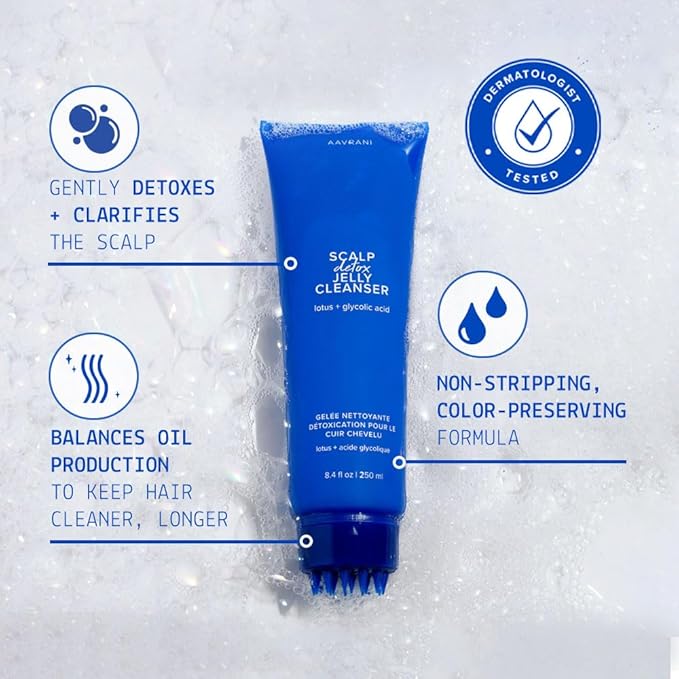 AAVRANI Scalp Detox Jelly Cleanser - Sulfate-Free Clarifying Shampoo - with Glycolic Acid & Vitamin E to Remove Build Up and Excess Oil - Color-Safe - Vegan - 8.4 Fl Oz-BrightBean Baby