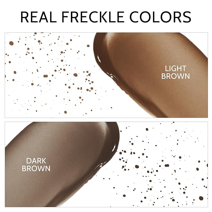 KYDA 2 Colors Liquid Freckle, Natural Freckle Makeup Pen, Longlasting Face Freckle Liquid Makeup, Soft Dot Sopt Pen Magic Freckle Color-Light Brown&Dark Brown-BrightBean Baby