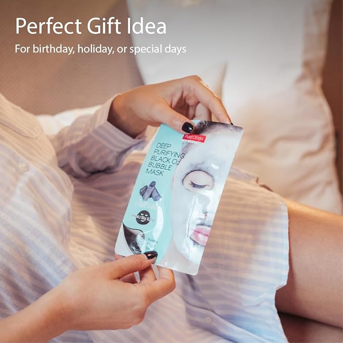 Purederm Deep Purifying Black O2 Bubble Mask Charcoal (10 Pack) – Bubble Face Sheet Mask for Purifying & Brightening-BrightBean Baby