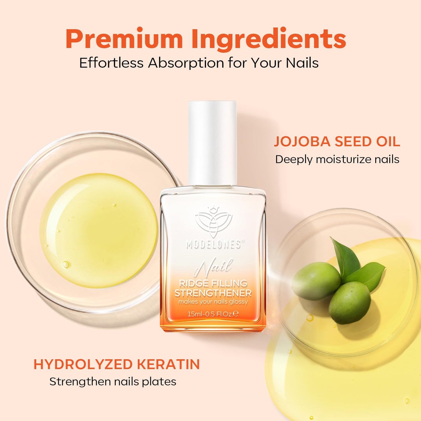 modelones Nail Strengthener Milky White Nail Polish Nails Repair for Damaged Nails Growth and Strentgthener Ridge Filler for Nail Strengthening Polish 15ml-BrightBean Baby