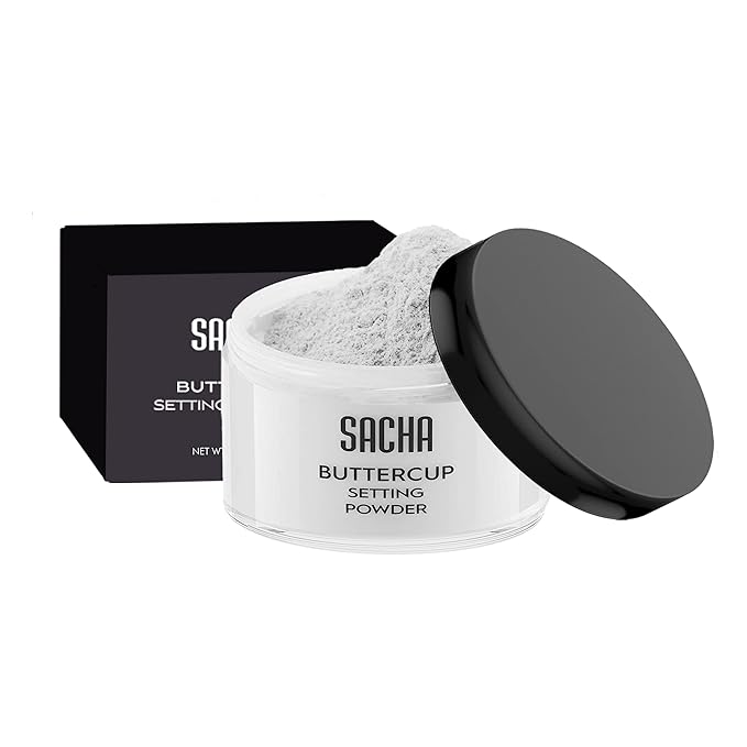 Sacha BUTTERCUP No Color Setting Powder Makeup 1.75 Oz. Translucent Setting Powder for Oily Skin Finishing Powder Loose Powder Makeup Blurring Powder Blurs Fine Lines and Pores For All Skin Tones-BrightBean Baby