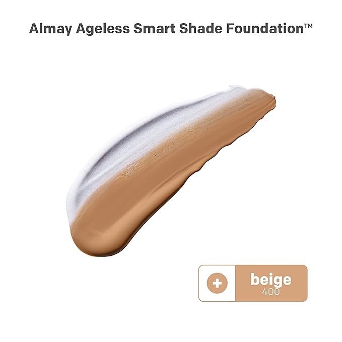 Almay Anti-Aging Foundation, Smart Shade Face Makeup with Hyaluronic Acid, Niacinamide, Vitamin C & E, Hypoallergenic, -Fragrance Free, 400 Beige, 1 Fl Oz (Pack of 1)-BrightBean Baby