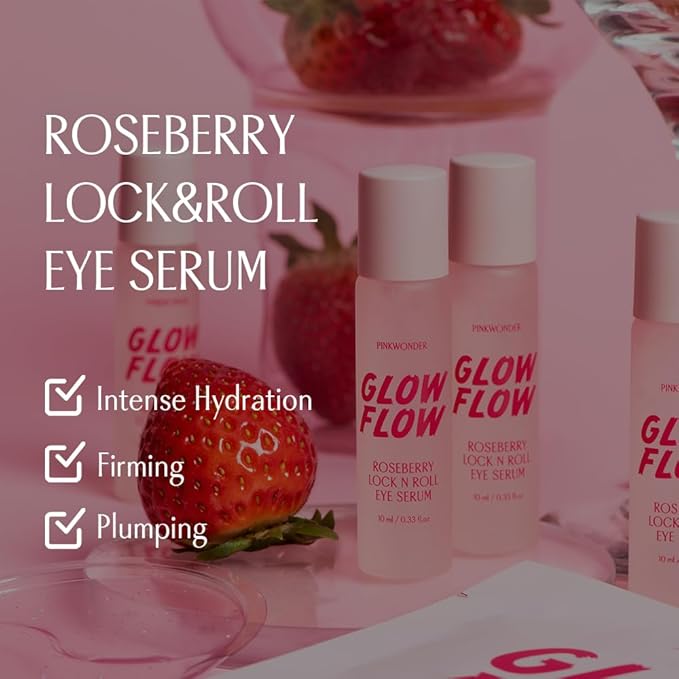 Glow flow roseberry lock n roll Eye serum (0.33fl. oz.) | Anti-Aging Eye Care, Collagen Boosting-BrightBean Baby