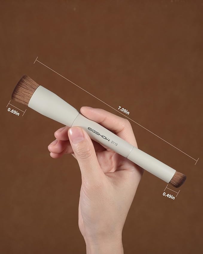 EIGSHOW Foundation and Concealer Brush, Dual Ended Makeup Brush For Flawless Foundation Coverage, Under Eye Concealer, Vegan & Cruelty-free (D110-Beige)-BrightBean Baby