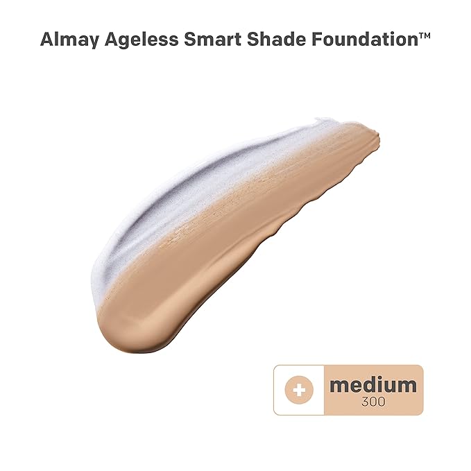 Almay Anti-Aging Foundation, Smart Shade Face Makeup with Hyaluronic Acid, Niacinamide, Vitamin C & E, Hypoallergenic-Fragrance Free, 300 Medium, 1 Fl Oz (Pack of 1)-BrightBean Baby