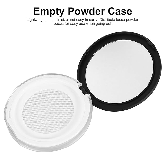Loose Container 2pcs Loose Containers with Elasticated Net Sifter, Mirror and Puff 5g Loose Compact Case Case for DIY Makeup and Travel ( Black ) Travel Container-BrightBean Baby