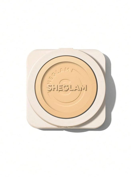 SHEGLAM SKin-Focus Full Coverage Powder Foundation Oil-Control Lightweight Face Pressed Powder Makeup-Linen-BrightBean Baby