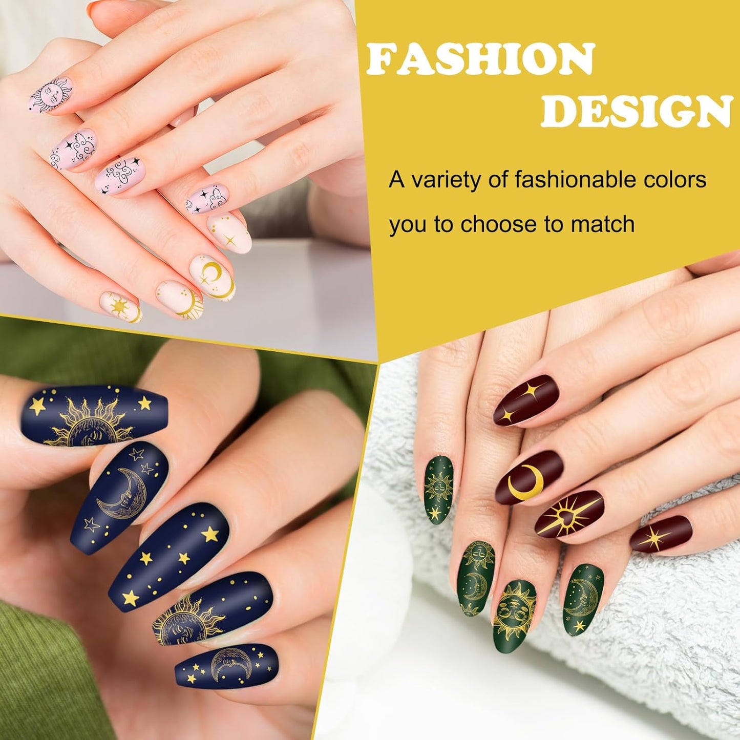 Whaline 6Pcs Sun Moon Star Nail Plates Stamping Set Groovy Stamp Templates Nail Art Plates for DIY Print Manicure Salon Design Gift Supplies-BrightBean Baby