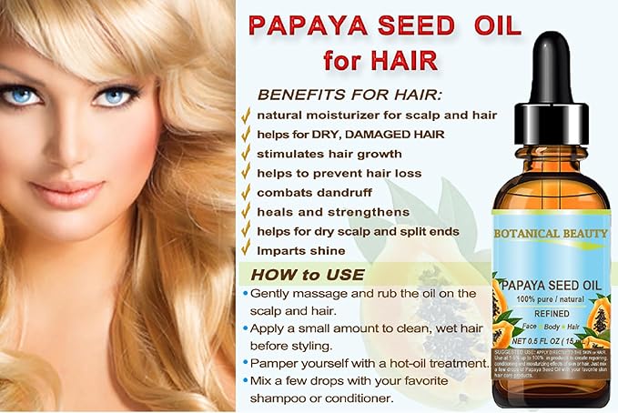 PAPAYA SEED OIL. 100% Pure / Natural / Undiluted /Refined Cold Pressed Carrier Oil. 0.5 Fl.oz.- 15 ml. For Skin, Hair And Lip Care.-BrightBean Baby