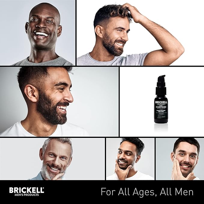 Brickell Men's Dark Circle Under Eye Treatment Serum For Men, Natural and Organic Eye Gel to Firm Men's Wrinkles, Reduce Dark Bags Under Eyes, and Promote Youthful Skin, 0.65 Ounce, Unscented-BrightBean Baby