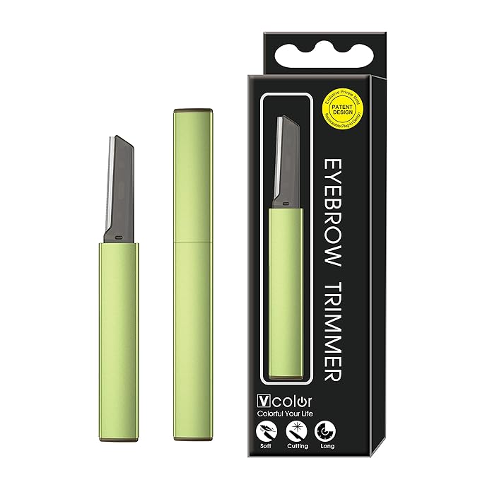 Exfoliating Eyebrow Razor Dermaplaning Tool Eyebrow Trimmer with 4 Replacement Blades, Facial Razors for Women Aluminum Alloy Handle & Stainless Steel Blade (Blue)