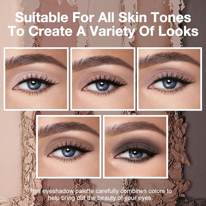 5 Colors Matte Eyeshadow Makeup Palette,Nude Dark Brown Taupe Black Highly Pigmented Natural Neutral Eye Shadow Palette,Long Lasting Waterproof Naturing-Looking Women Girls Eye Shadow
