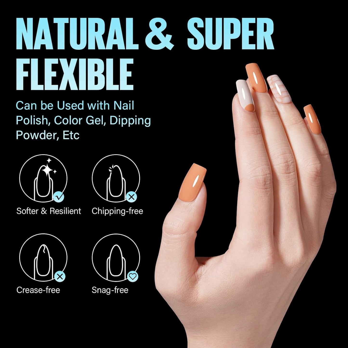 TOMICCA Short Square Nail Tips, 240Pcs Half Matte Press on Full Cover Acrylic Nails, 12 Sizes Soft Acrylic Fake Nail Tips for Nail Extension Art Home DIY Nail Salon-BrightBean Baby