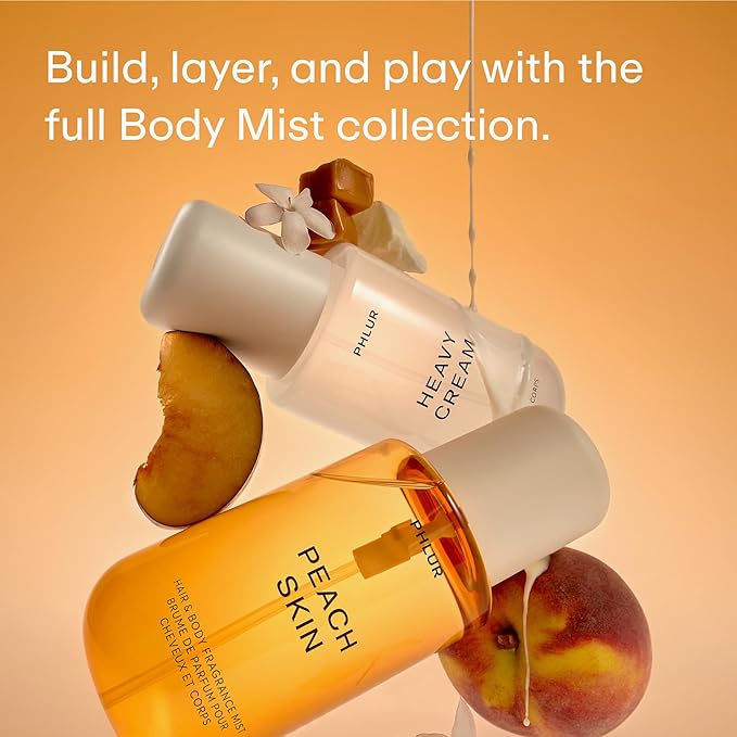 PHLUR Peach Skin Body Mist - Hair & Body Mist Fragrance - Peach, Plum, Bergamot, Milky Sandalwood & White Freesia Body Spray-BrightBean Baby