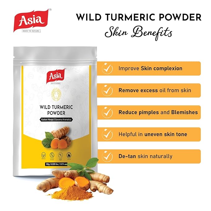 Asia Wild turmeric Powder by Asia | 100g /3.5 Oz | Kasturi Manjal | Curcuma Aromatica |100% Natural – Nothing external added | Preparing Turmeric Face Mask | For Face Packs & Face Mask-BrightBean Baby