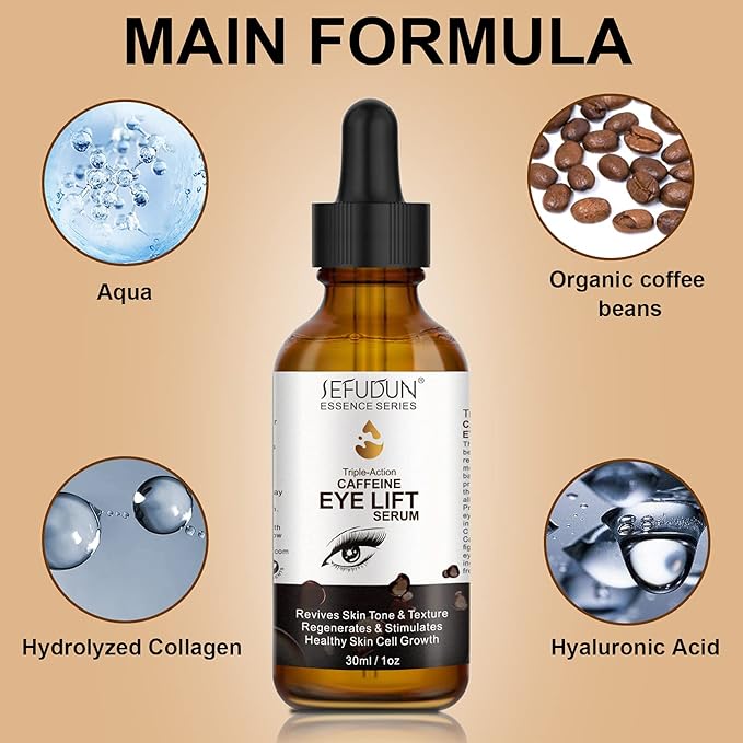 Dark Circles Under Eye Treatment for Women Caffeine Serum Circles, Puffiness, Bags, Anti Aging Reduces Wrinkles and Fine Line, 100% Pure Coffee Oil - 1 oz / 30 ml, 1 Fl Oz (Pack of 1)-BrightBean Baby