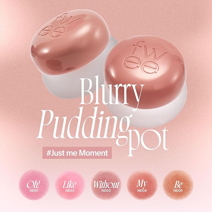 Lip&Cheek Blurry Pudding Pot | Just me Moment - Without | Makeup Blush, Buildable Lightweight, Multi-Use Soft Matte Finish | 5g-BrightBean Baby