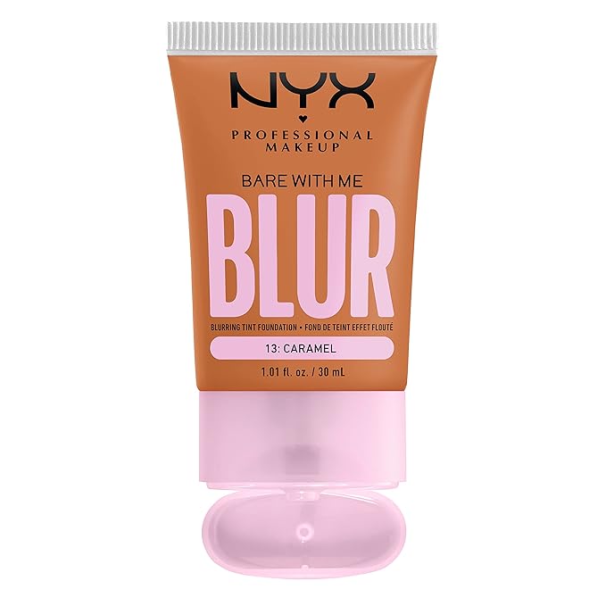 NYX PROFESSIONAL MAKEUP Bare With Me Blur Skin Tint Foundation Make Up with Matcha, Glycerin & Niacinamide - Caramel-BrightBean Baby