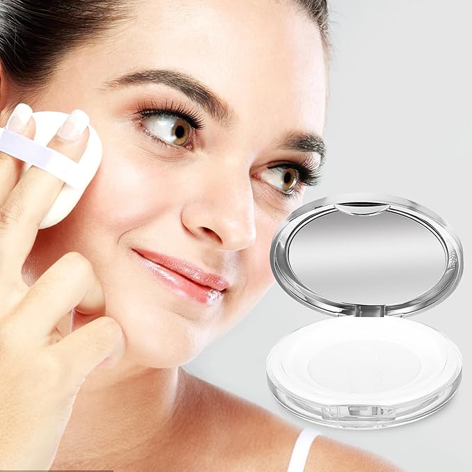Beaupretty 2 Pieces Loose Powder Container with Puff Loose Powder Compact Case Empty Powder Case Reusable Plastic Empty Powder Case with Mirror (0.1/0.7 oz)-BrightBean Baby
